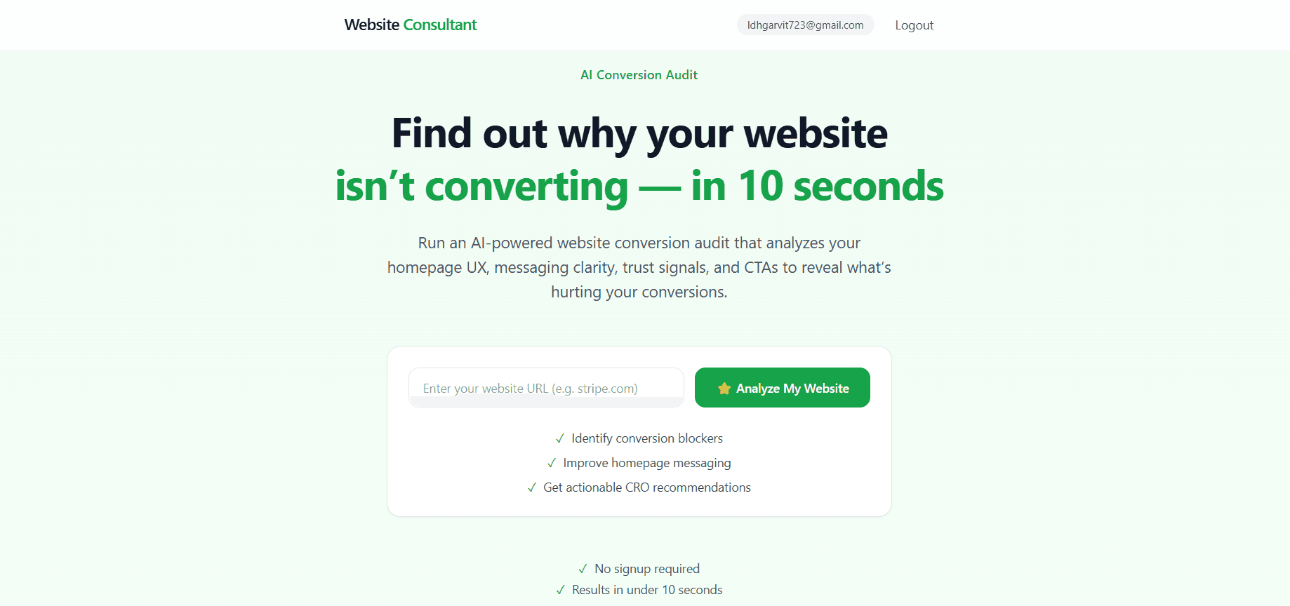 Website Audit AI SaaS built by Garvit Gupta